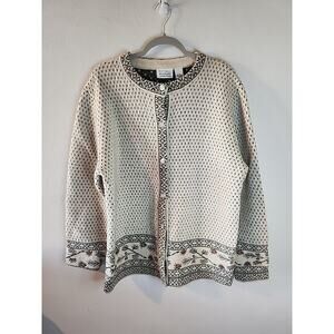 National Wildlife Federation Womens Fair Isle Nordic 2X Jacket Cardigan Wool